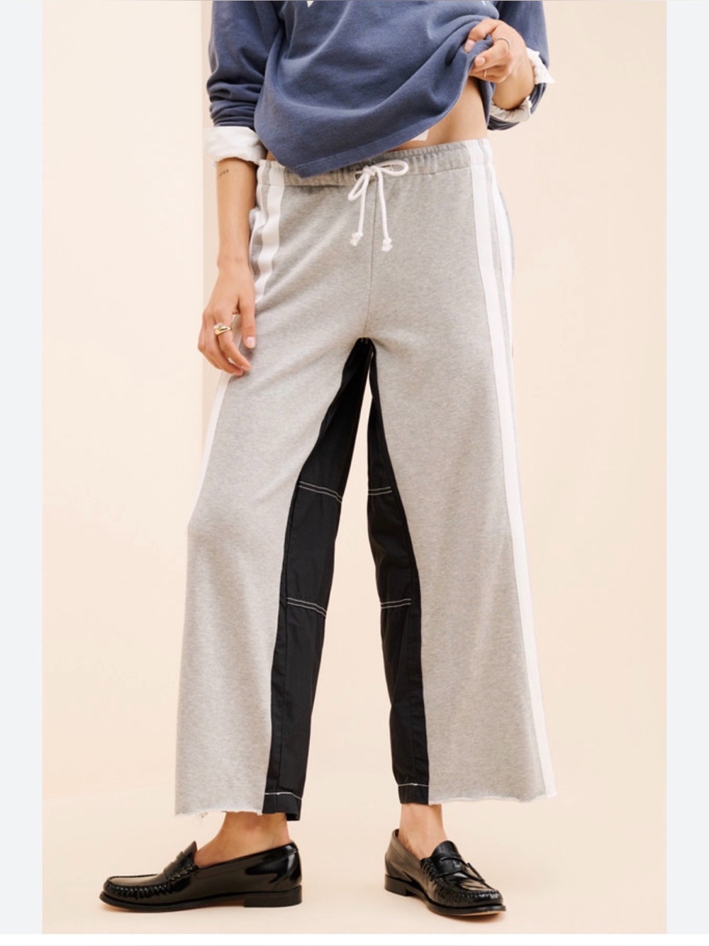 Tricia Fix/ BDG Black and Gray Drawstring Waist reworked Joggers